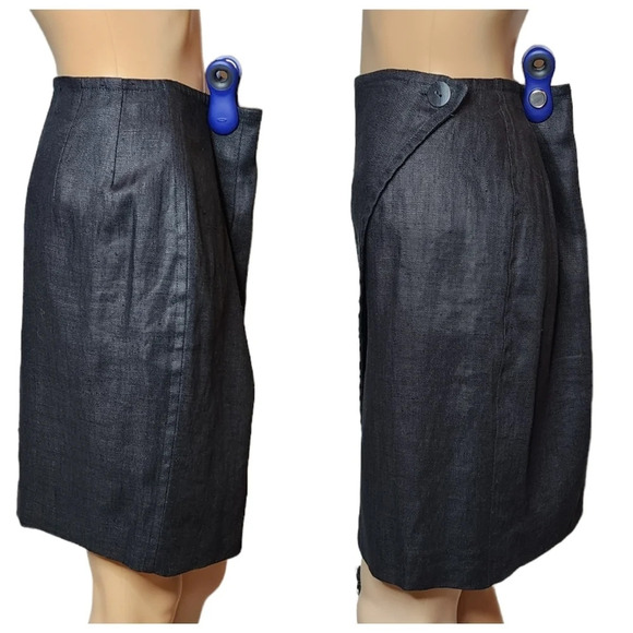 Finity 100% linen wrap black skirt. Size 8 - Picture 7 of 15